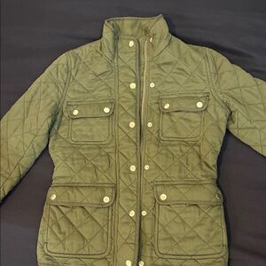 J. Crew Green Quilted Utility Jacket